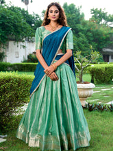 Pista Color Zari Weaving Work Kanchipuram Lehenga Choli